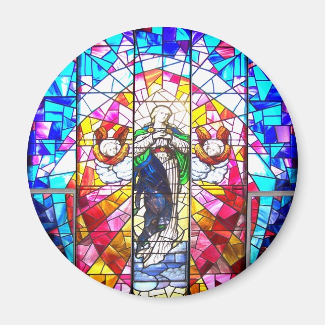Beautiful Peaceful Colourful painted glass Angels Magnet (Front)