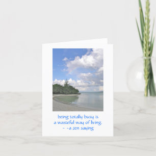 Beautiful Peaceful Deserted Beach & Zen Quote Card