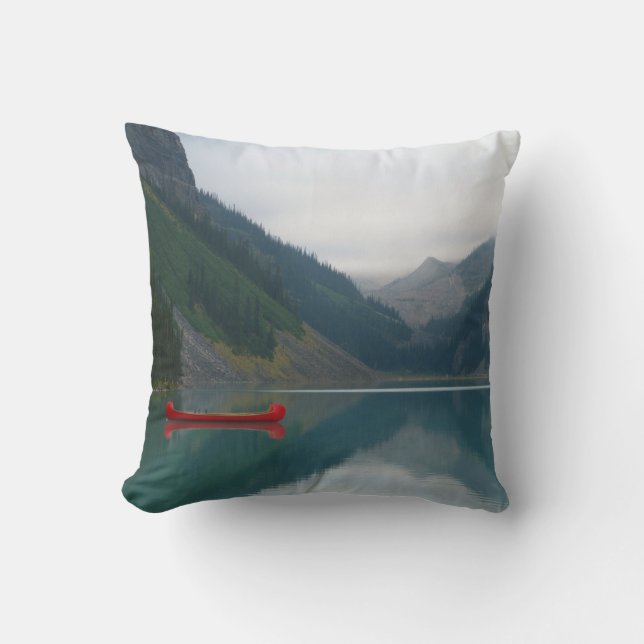Beautiful Peaceful Lake Red Canoe Boat Cushion (Front)
