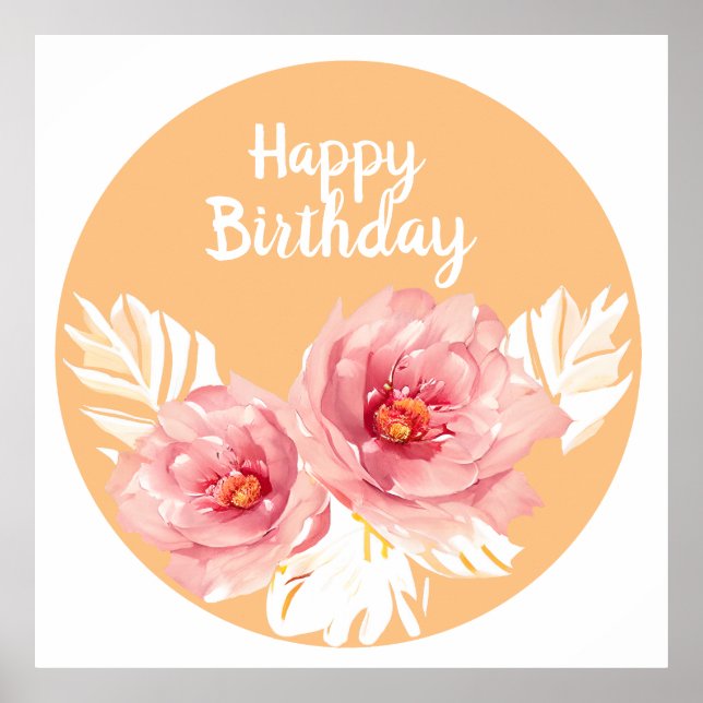 Beautiful Peach and White Floral Wreath Poster (Front)