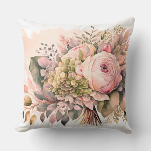 Beautiful Peach Floral Rose Cushion