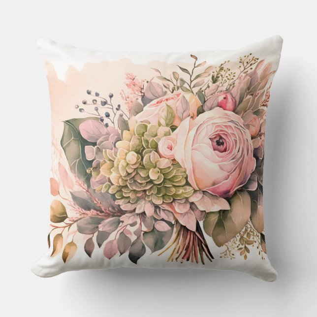 Beautiful Peach Floral Rose   Cushion (Front)