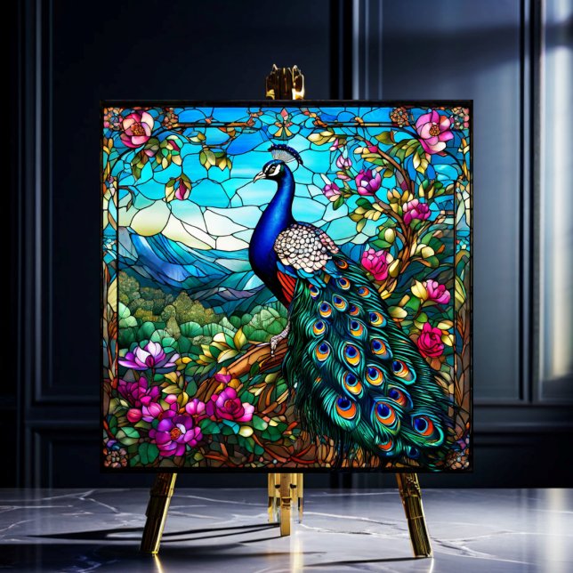 Beautiful Peacock 2 Among Flower Garden Tile (Creator Uploaded)