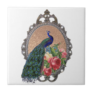 Beautiful peacock art, personalised tile