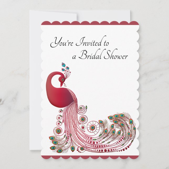 Beautiful Peacock Bridal Shower Invitation (Front)
