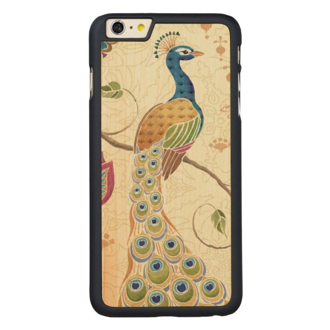 Beautiful Peacock Carved Wood iPhone Case (Back)