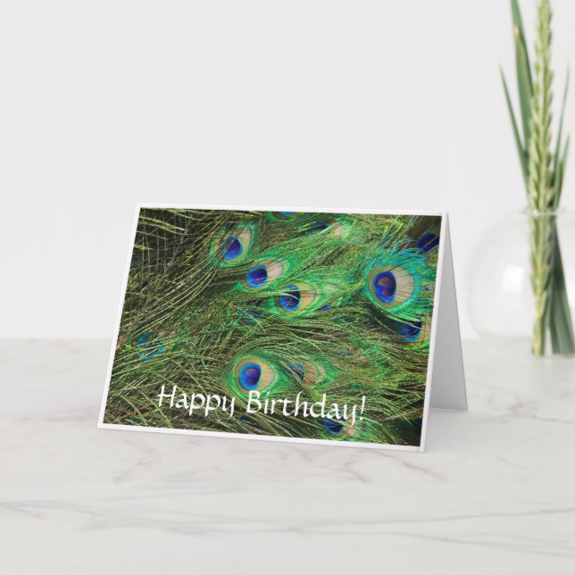Beautiful Peacock Customisable Birthday Postcard (Front)