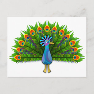 Beautiful Peacock Displaying Plumage Postcard