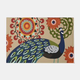 Beautiful Peacock Doormat, Vintage Peacock Mat