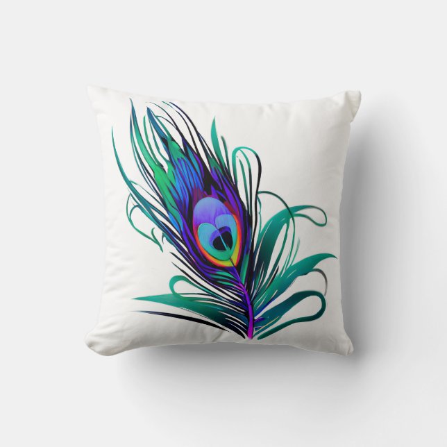 Beautiful Peacock Feather Cushion (Front)