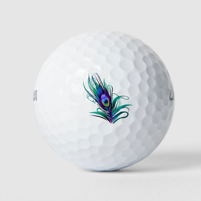 Beautiful Peacock Feather Golf Balls (Front)