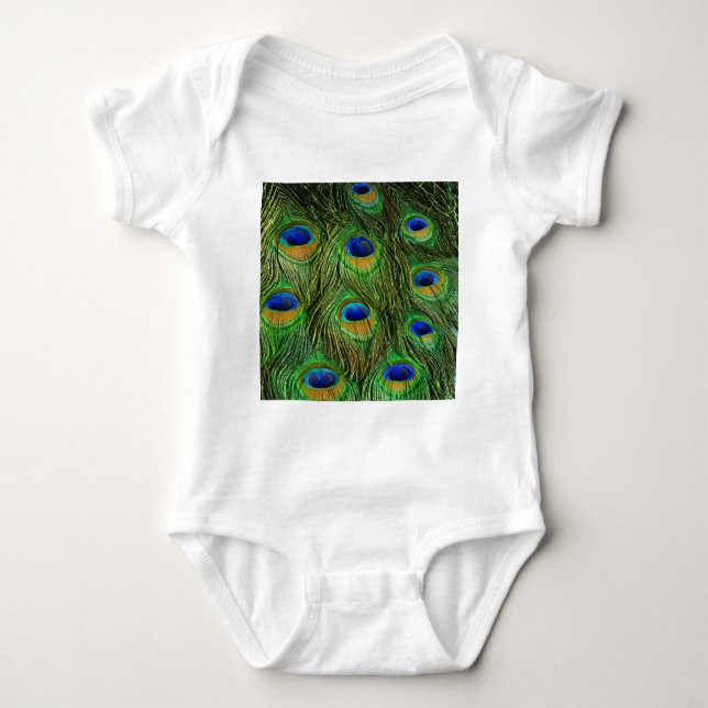 Beautiful Peacock Feathers Baby Bodysuit (Front)