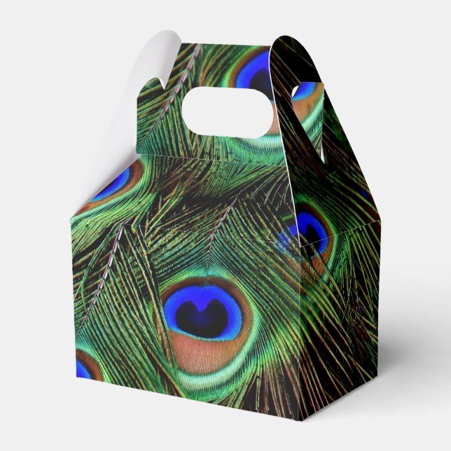 Beautiful Peacock Feathers  Favour Box (Front Side)
