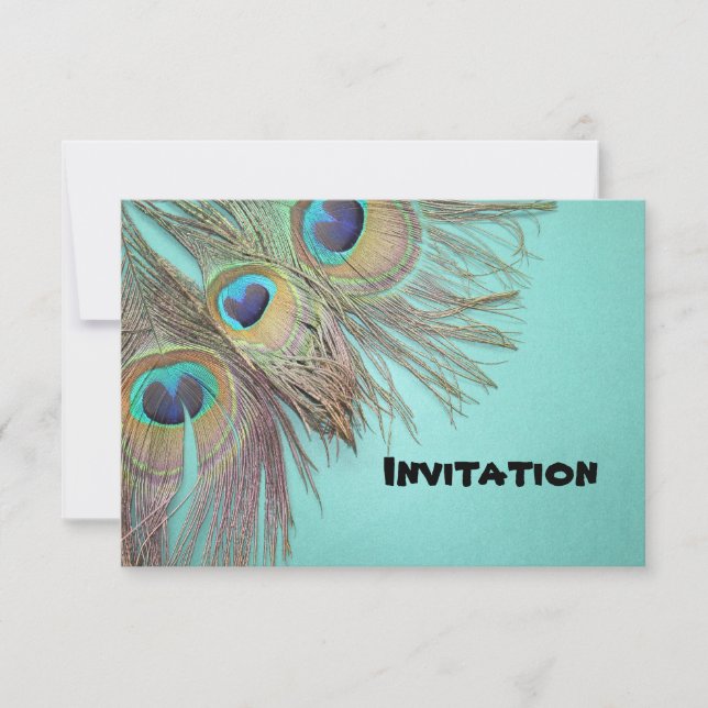 Beautiful Peacock Feathers Invitation Card (Front)