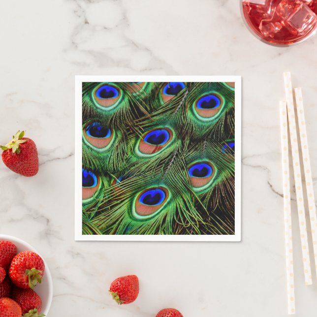 Beautiful Peacock Feathers  Napkin (Insitu)