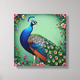 Beautiful peacock floral background canvas print