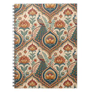 Beautiful Peacock & Indian Floral Pattern Artwork Notebook