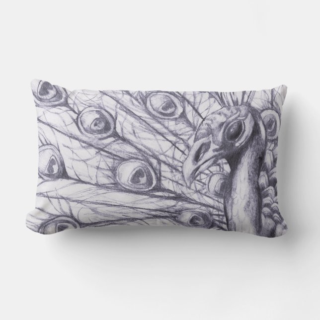 Beautiful peacock lumbar cushion (Front)