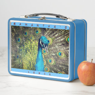 Beautiful Peacock (Personalise Name)  Metal Lunch Box