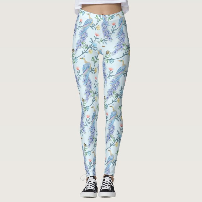 Beautiful Peacock Seamless Pattern Leggings (Front)