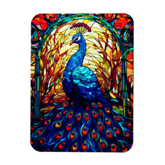 Beautiful Peacock Stained Glass Wildlife Art Magnet