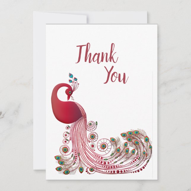 Beautiful Peacock Thank You Card (Front)