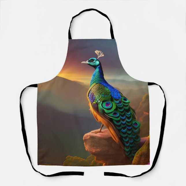 Beautiful Peacock Welcomes the Day  Apron (Front)
