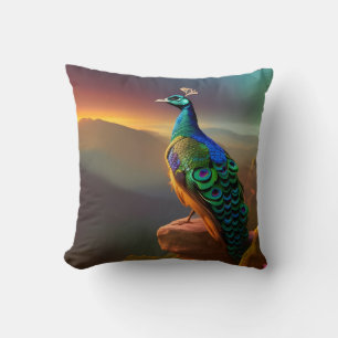 Beautiful Peacock welcomes the Day Cushion