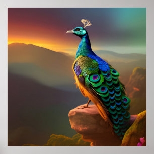 Beautiful Peacock Welcomes the Day  Poster