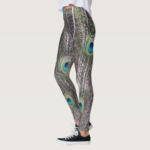 Beautiful Peacock with open Tail Leggings