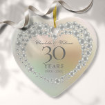 Beautiful Pearl 30th Anniversary Photo Ceramic Tree Decoration<br><div class="desc">Featuring a beautiful pearl,  this chic 30th wedding anniversary keepsake can be personalised with your special pearl anniversary information on a pearl background and your photo on the reverse. Designed by Thisisnotme©</div>
