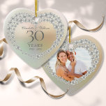 Beautiful Pearl 30th Anniversary Photo Ceramic Tree Decoration<br><div class="desc">Featuring a beautiful pearl,  this chic 30th wedding anniversary keepsake can be personalised with your special pearl anniversary information on a pearl background and your special photo on the reverse. Designed by Thisisnotme©</div>