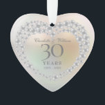 Beautiful Pearl 30th Anniversary Photo Ornament<br><div class="desc">Featuring a beautiful pearl and pearls heart,  this chic 30th wedding anniversary keepsake can be personalised with your special pearl anniversary information on a pearl background and your photo on the reverse. Designed by Thisisnotme©</div>