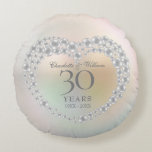 Beautiful Pearl 30th Anniversary Round Cushion<br><div class="desc">Featuring a beautiful pearl and pearls heart,  this chic 30th wedding anniversary pillow can be personalised with your special pearl anniversary information on a pearl background. Designed by Thisisnotme©</div>