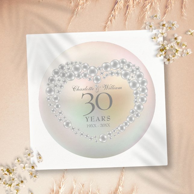 Beautiful Pearl 30th Wedding Anniversary Napkin (Beautiful Pearl 30th Wedding Anniversary Napkins)