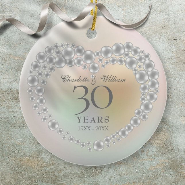 Beautiful Pearl 30th Wedding Anniversary Photo Ceramic Tree Decoration (Beautiful Pearl 30th Wedding Anniversary Photo Ceramic Ornament)