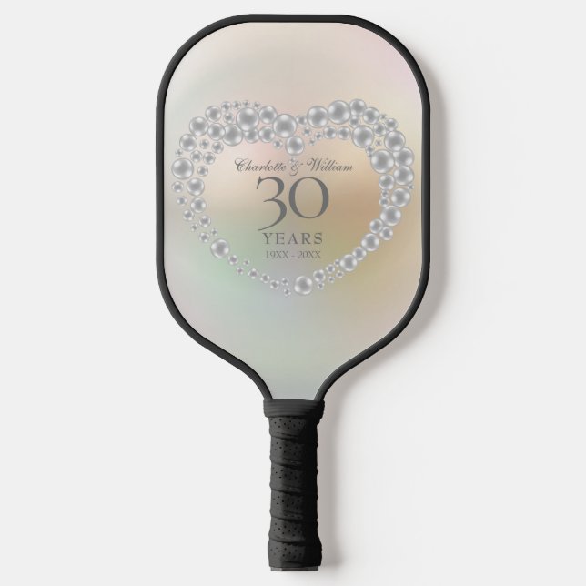 Beautiful Pearl 30th Wedding Anniversary Pickleball Paddle (Front)