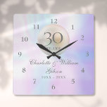 Beautiful Pearl 30th Wedding Anniversary Square Wall Clock<br><div class="desc">Featuring a beautiful pearl,  this chic 30th wedding anniversary clock can be personalised with your special pearl anniversary information on a pearl background. Designed by Thisisnotme©</div>