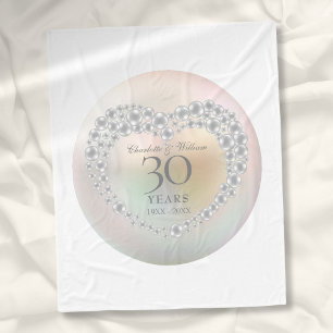 Beautiful Pearl Heart 30th Wedding Anniversary Fleece Blanket