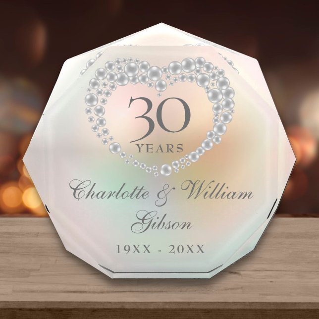Beautiful Pearl Heart 30th Wedding Anniversary Photo Block (Creator Uploaded)