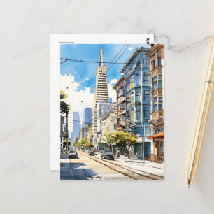 Beautiful pen and ink sketch of San Francisco Postcard