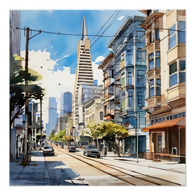 Beautiful pen and ink sketch of San Francisco Poster (Front)