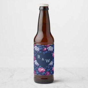 Beautiful Peonies Aesthetic Vineyard Wedding Beer Bottle Label