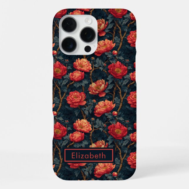 Beautiful Peonies Custom Name Iphone Case (Back)