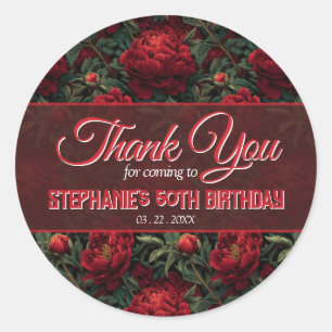 Beautiful Peonies Floral Birthday Party Classic Round Sticker