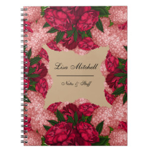 Beautiful peonies. Personalised design Notebook