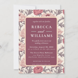 Beautiful Peonies Spring Wedding Invitation