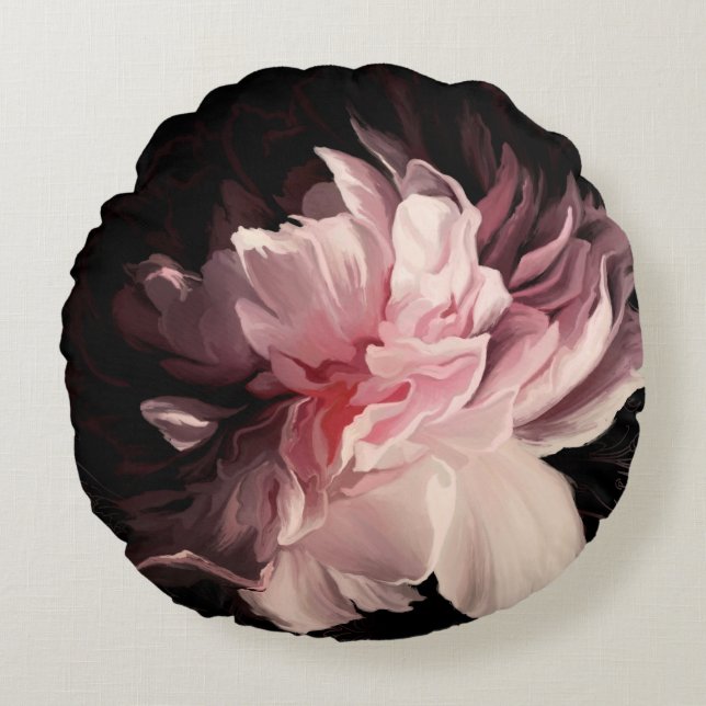 Beautiful peony flower round cushion (Front)