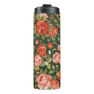 Beautiful peony flowers seamless pattern thermal tumbler