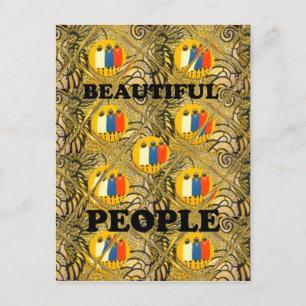 Beautiful People African Traditional Motif Colours Postcard
